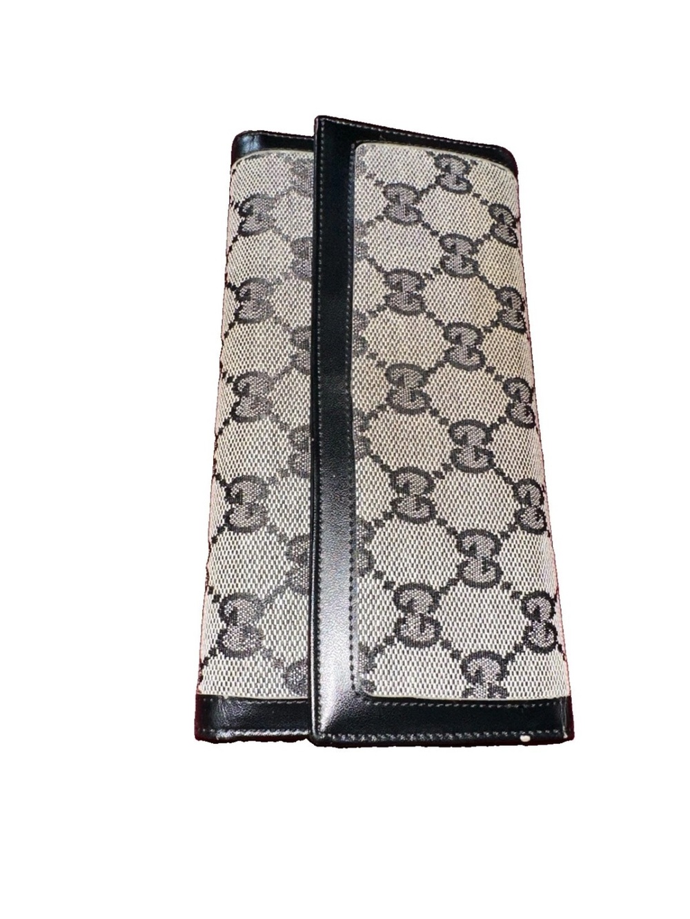 Gucci Beige Monogram Wallet with Black Leather Trim